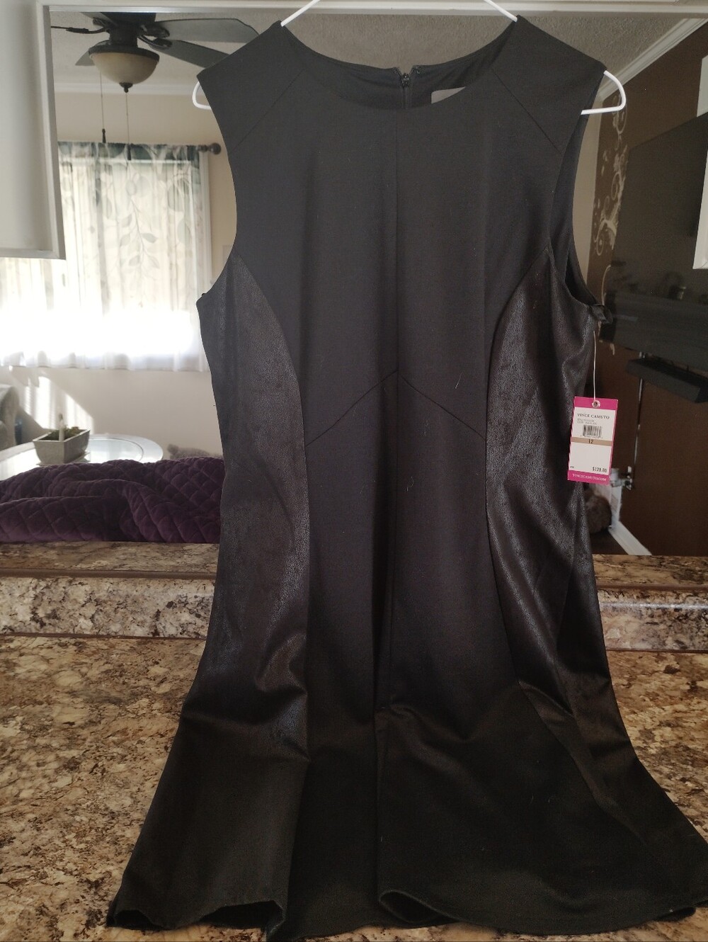 Nwt 12 Vince Camuto Black Sleeveless A-Line Dress